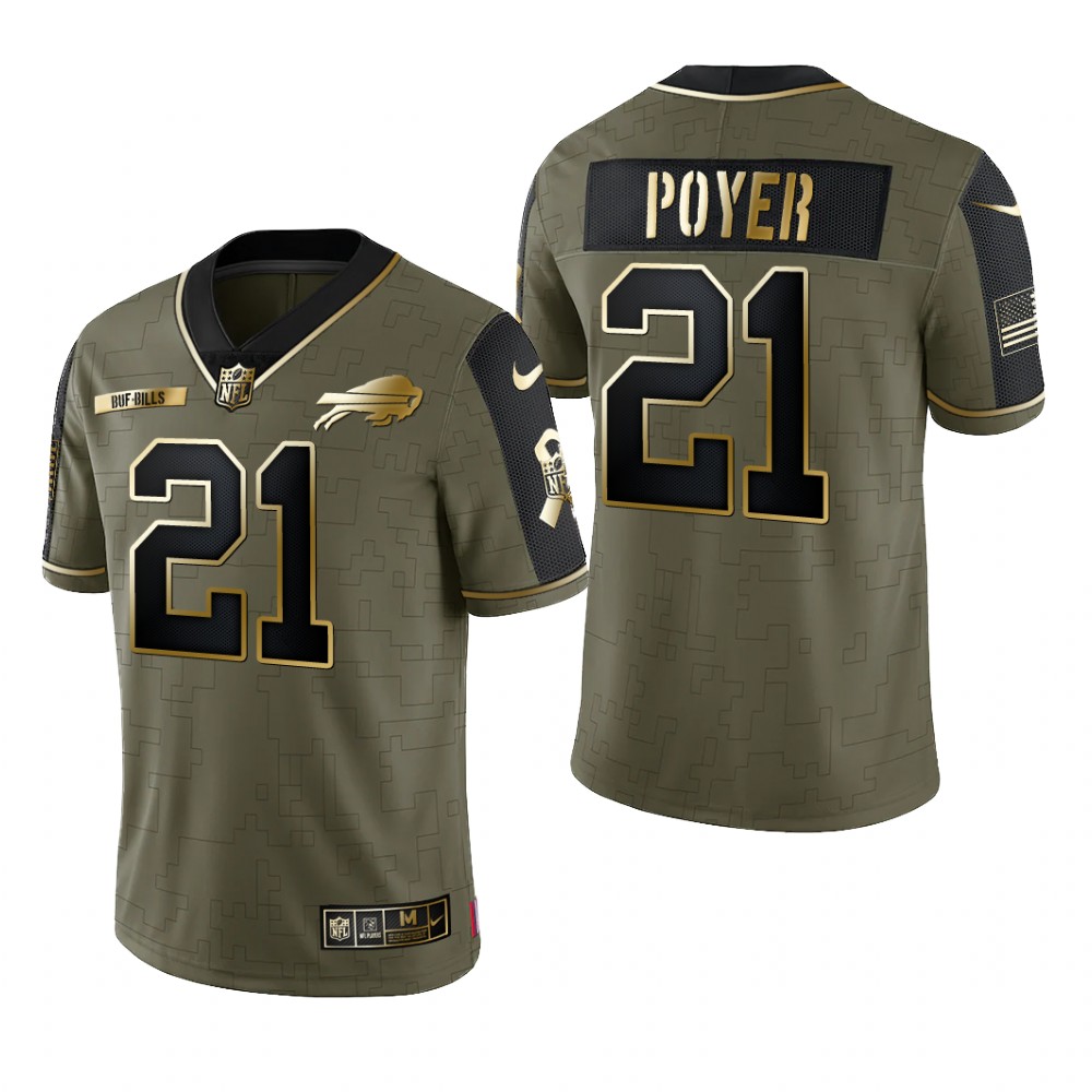 Buffalo Bills Jordan Poyer Olive Gold Limited Jersey 2021 Salute To Service - Men's