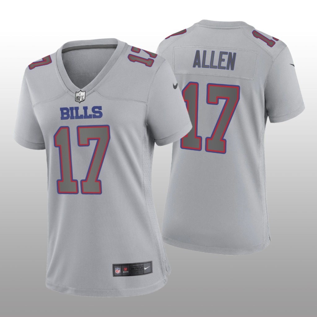 Buffalo Bills Josh Allen Gray Jersey Atmosphere Fashion Game - Women's
