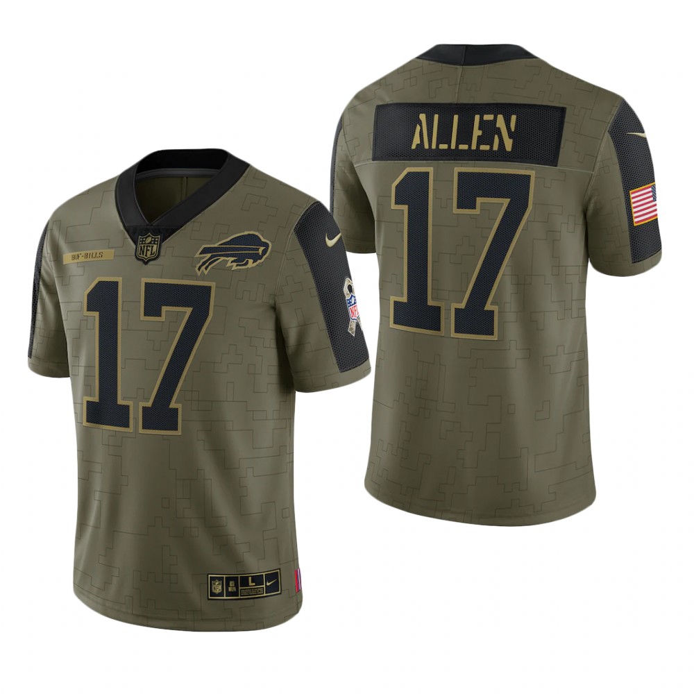 Buffalo Bills Josh Allen Olive Limited Jersey 2021 Salute To Service - Men's