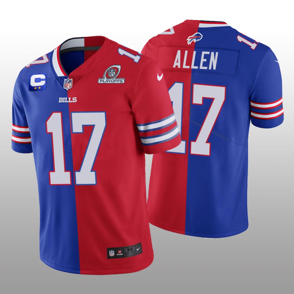 Buffalo Bills Josh Allen Royal Red Split 2020 NFL Playoffs - Men's