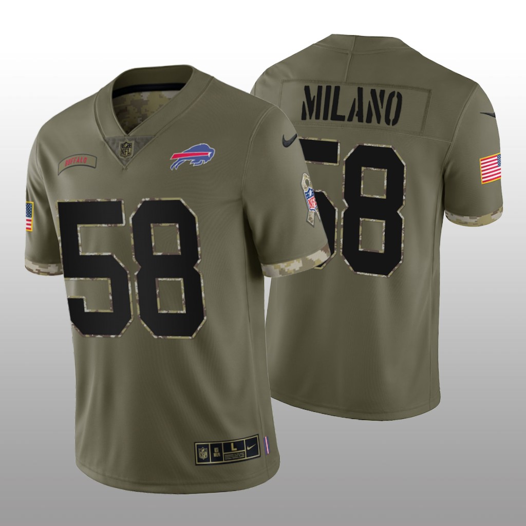 Buffalo Bills Matt Milano Olive Jersey 2022 Salute To Service - Men's