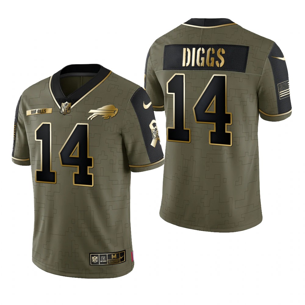 Buffalo Bills Stefon Diggs Olive Gold Limited Jersey 2021 Salute To Service - Men's