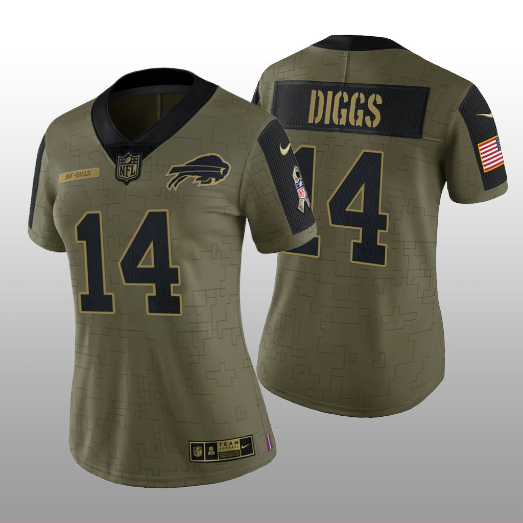 Buffalo Bills Stefon Diggs Olive Limited Jersey 2021 Salute To Service - Women's