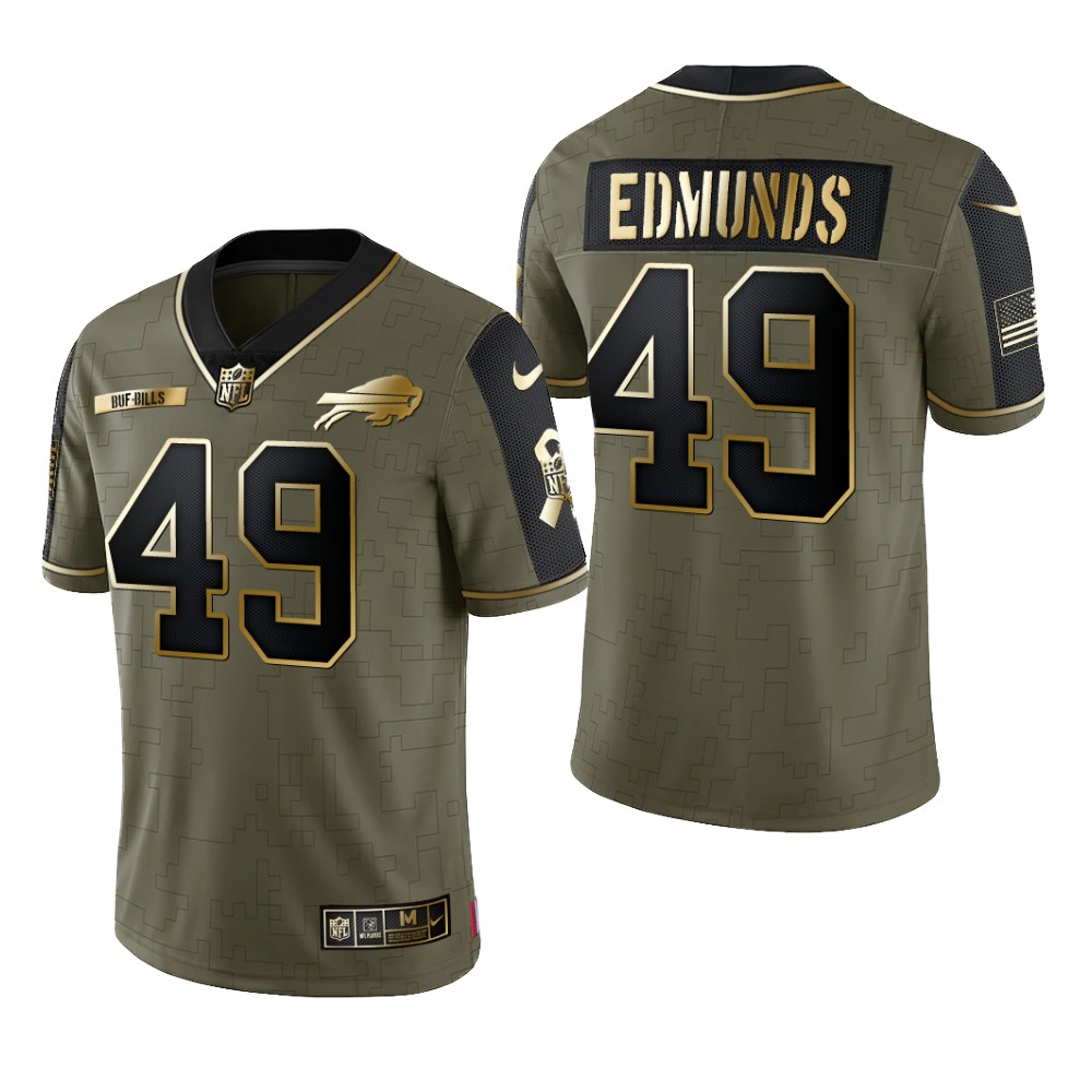 Buffalo Bills Tremaine Edmunds Olive Gold Limited Jersey 2021 Salute To Service - Men's
