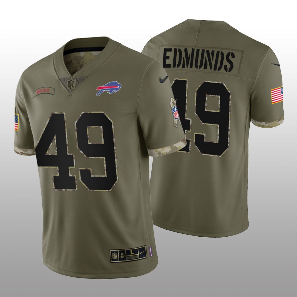 Buffalo Bills Tremaine Edmunds Olive Jersey 2022 Salute To Service - Men's