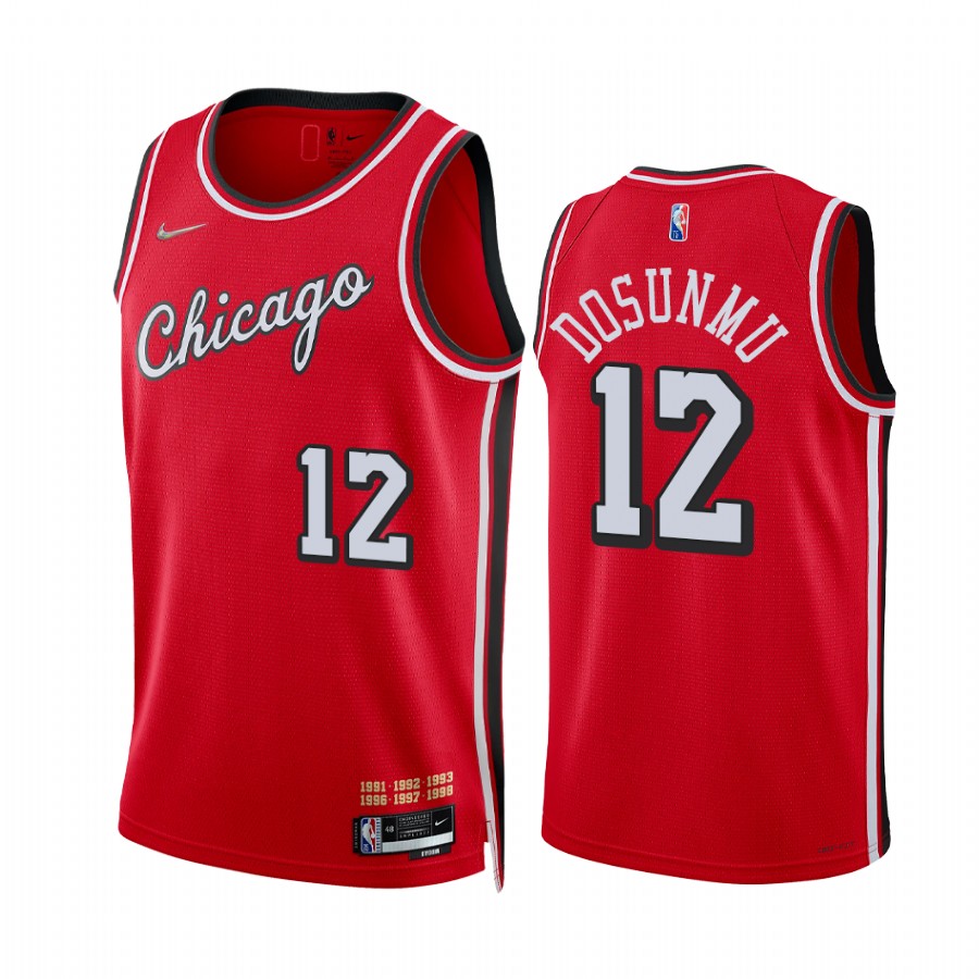 Bulls Ayo Dosunmu City Edition Red 2021-22 Jersey 75th Season Diamond