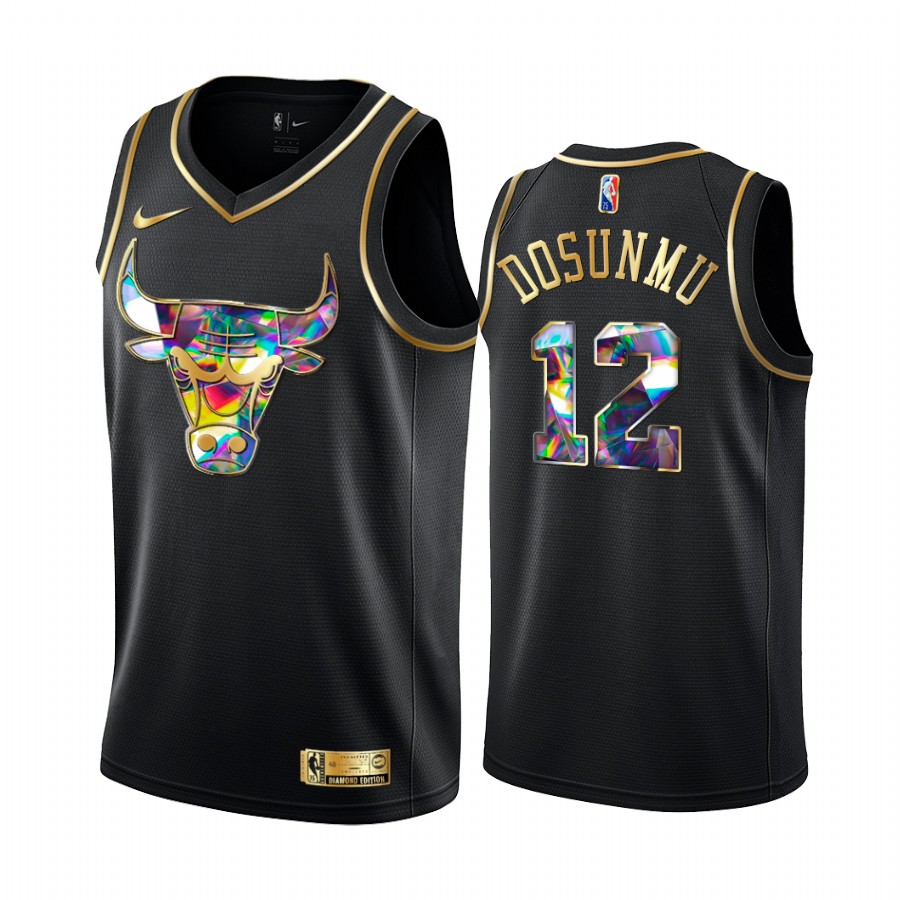 Bulls Ayo Dosunmu Diamond Logo Black 2021 22 Jersey NBA 75th Season 
