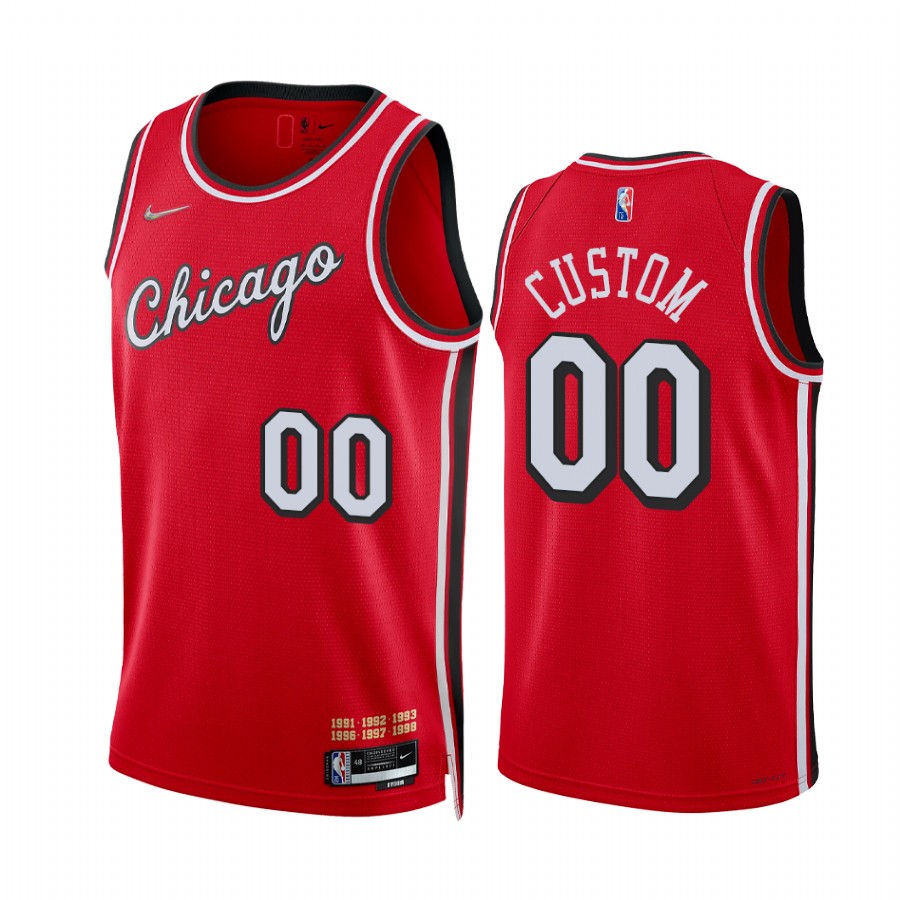 Bulls Custom City Edition Red 2021-22 Jersey 75th Season Diamond