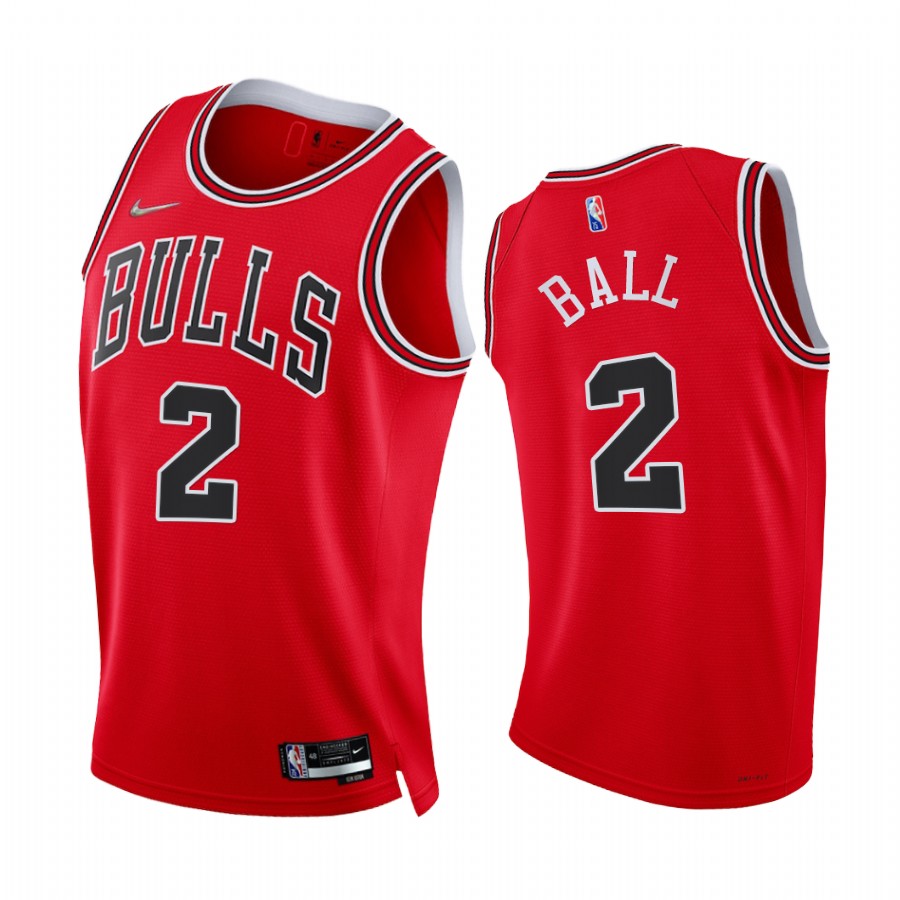 Bulls Lonzo Ball 75th Diamond Anniversary Red #2 Jersey 2021-22