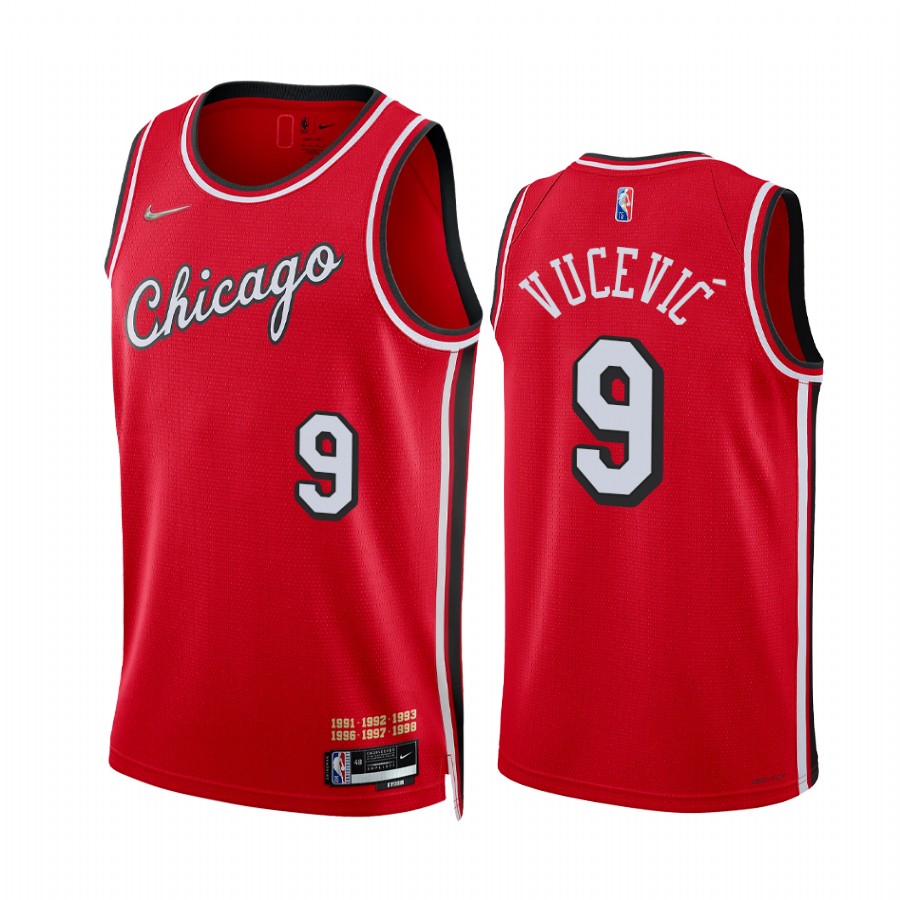 Bulls Nikola Vucevic City Edition Red 2021-22 Jersey 75th Season Diamond