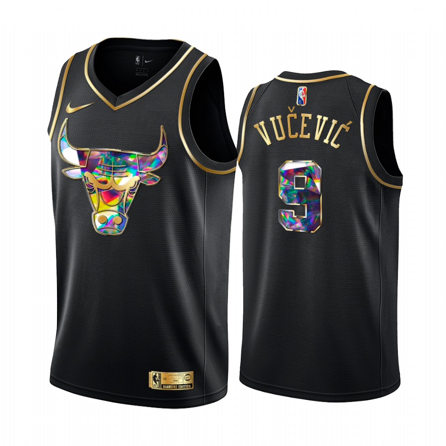 Bulls Nikola Vucevic Diamond Logo Black 2021-22 Jersey NBA 75th Season