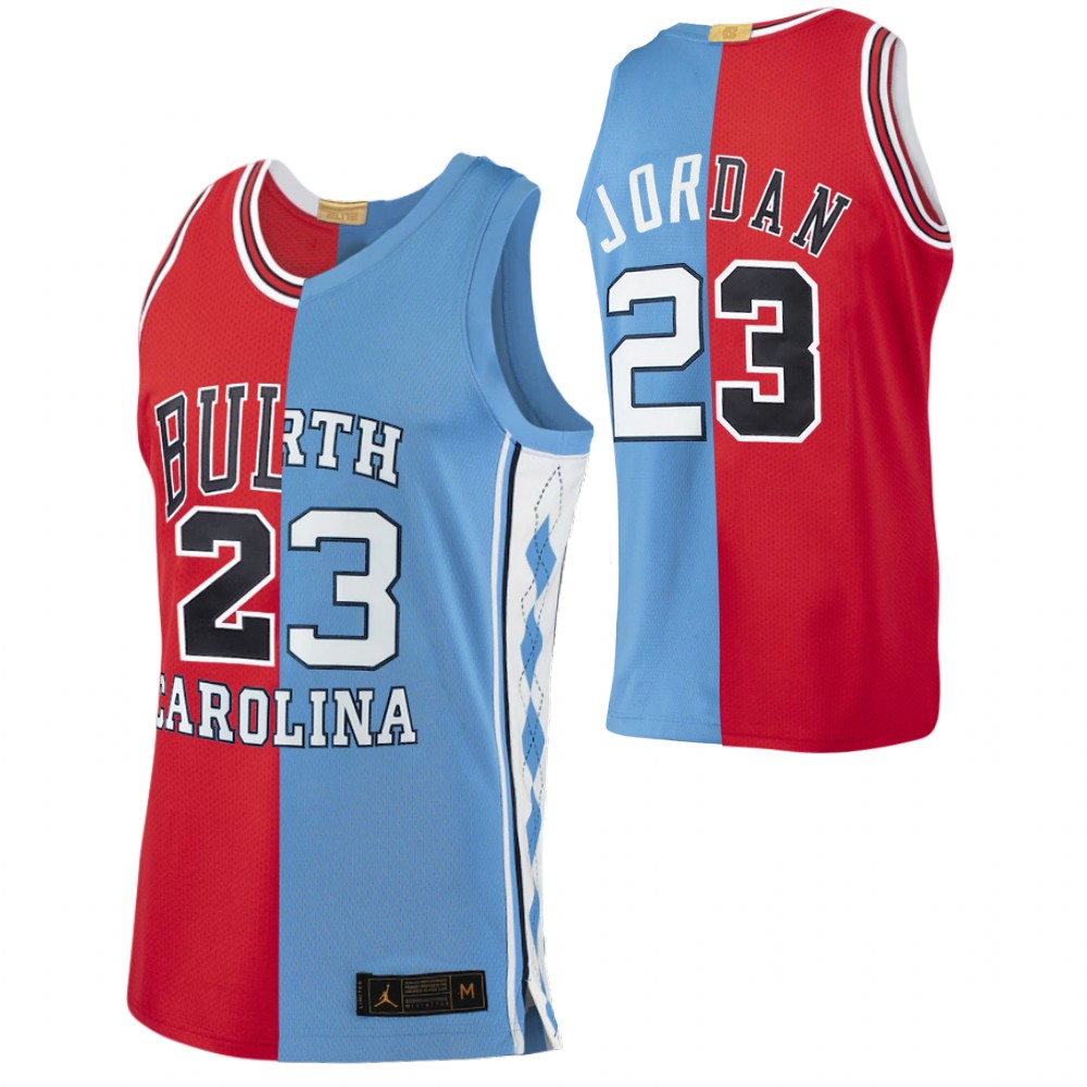 Bulls X Tar Heel Michael Jordan Retired Number red blue Jersey Split Edition