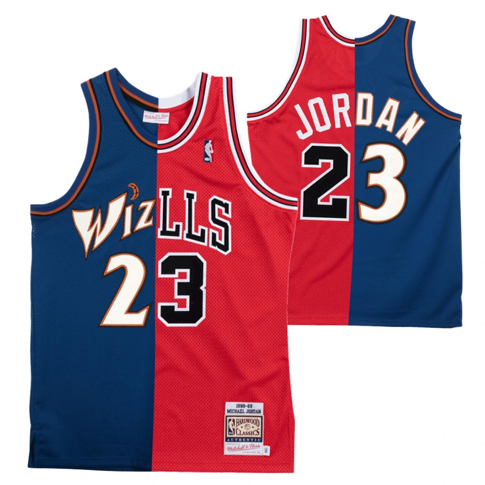 Bulls X Wizards Michael Jordan #23 Red Navy Retired Number Jersey
