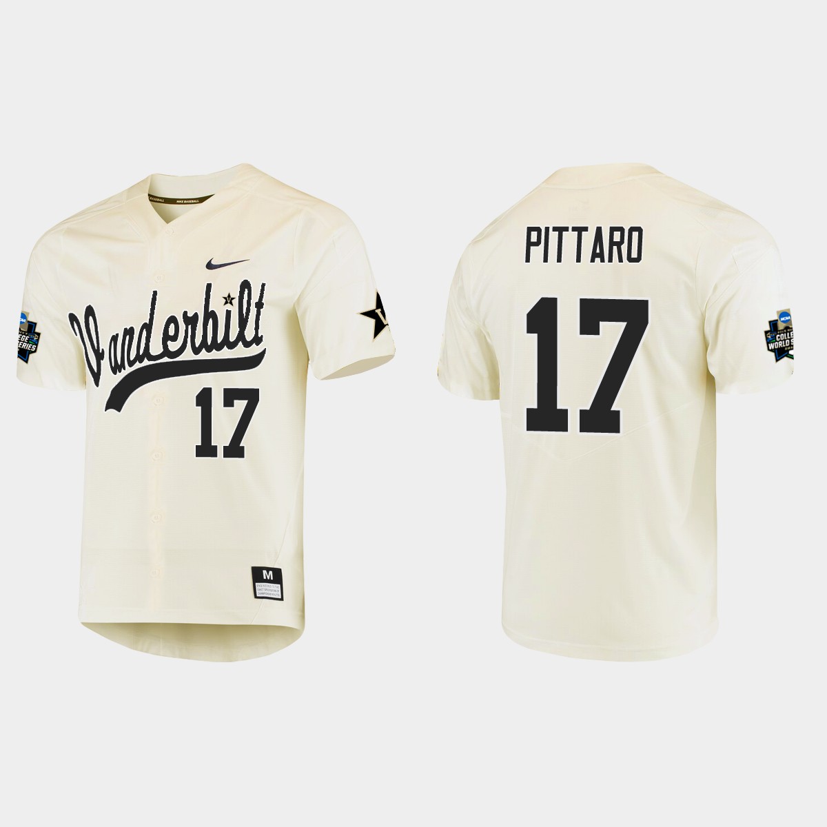 C.J. Pittaro Vanderbilt Commodores College World Series  Jersey - Cream