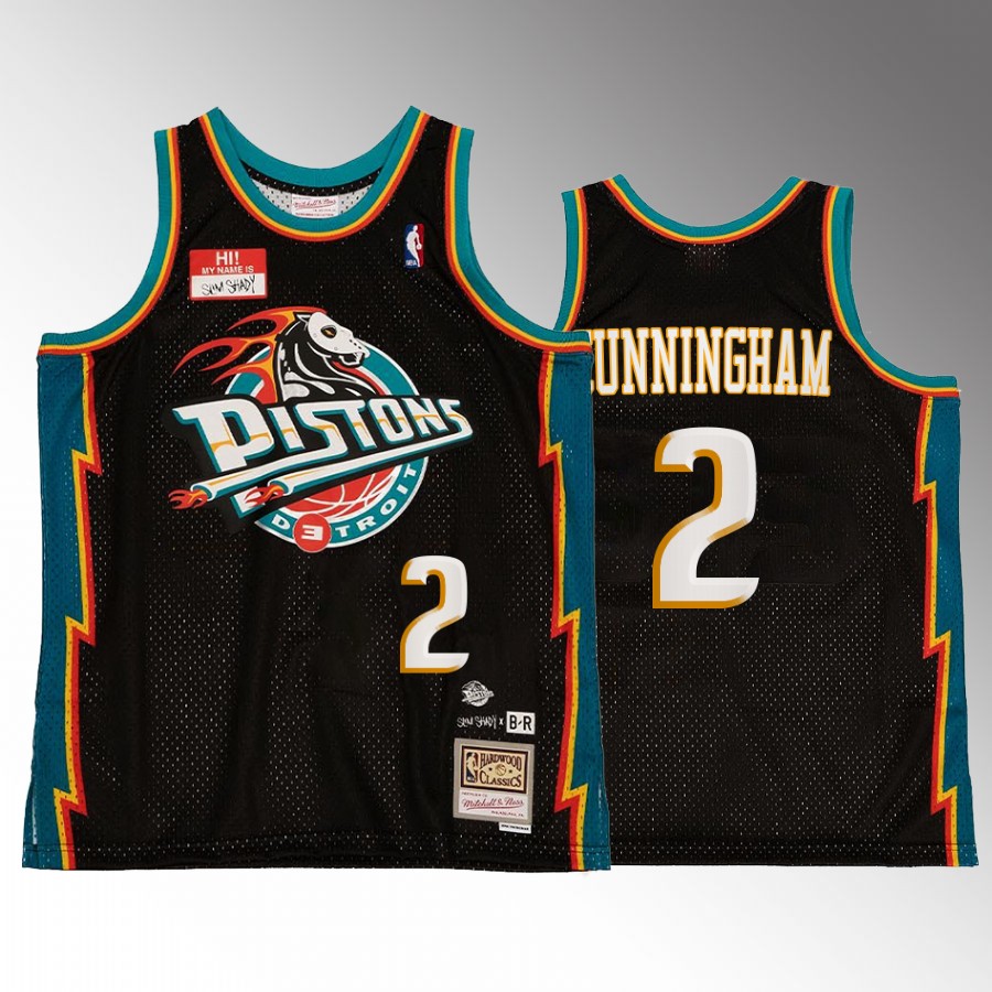Cade Cunningham #2 Detroit Pistons Bleacher Remix Black Hardwood Classics Jersey