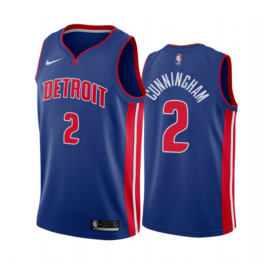 Cade Cunningham 2021 NBA Draft No.1 Detroit Pistons Jersey Blue Icon Edition