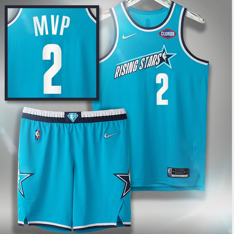 Cade Cunningham 2022 NBA Rising Stars MVP Pistons Jersey Blue Shorts Set Uniform