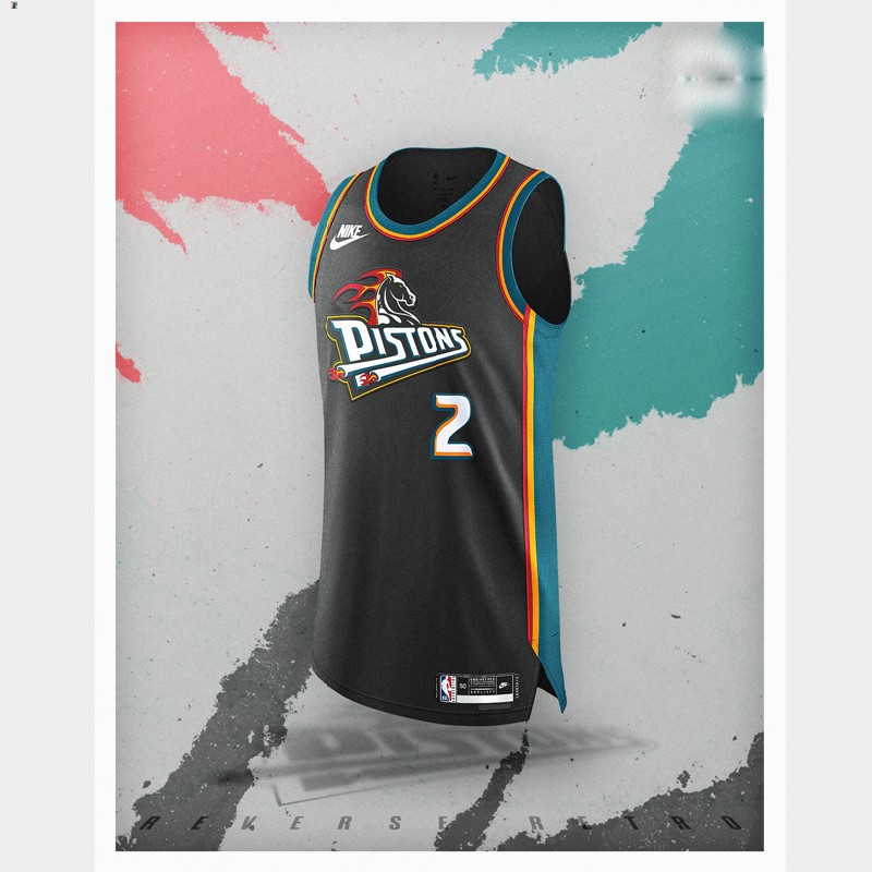 Cade Cunningham Detroit Pistons Black #2 Jersey NBA Reverse Retro