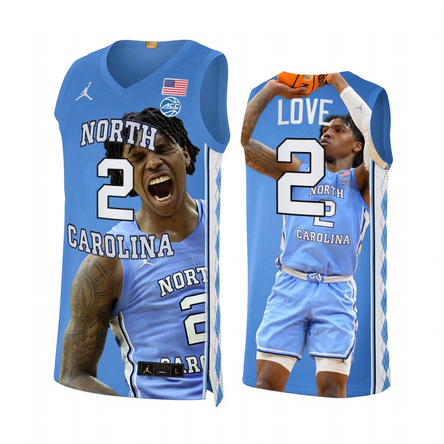 Caleb Love North Carolina Tar Heels Blue Jersey 2022 March Madness Highlights Fashion Edition