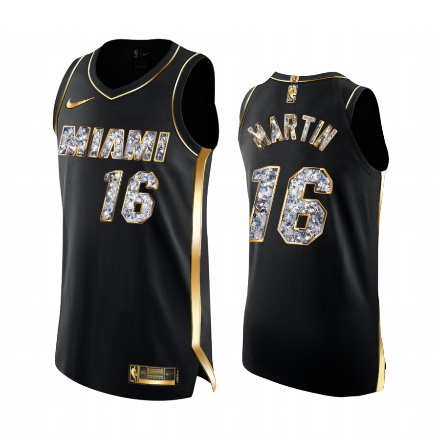 Caleb Martin Heat #16 2022 NBA Playoffs Jersey Black Golden Diamond Edition