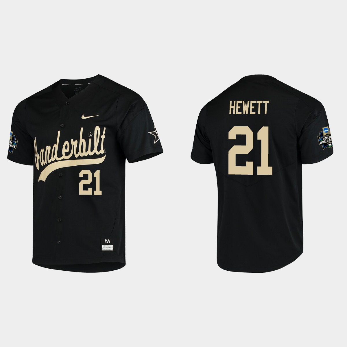Calvin Hewett Vanderbilt Commodores College World Series  Jersey - Black
