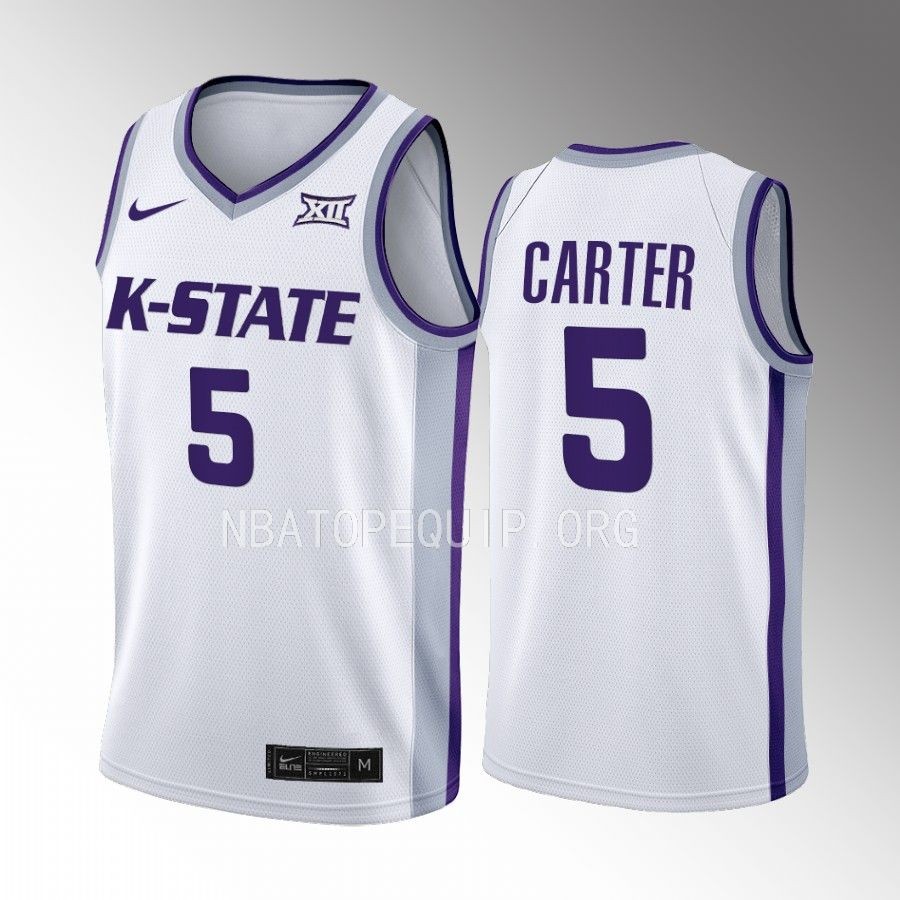 Cam Carter Kansas State Wildcats White Jersey 2022-23 College