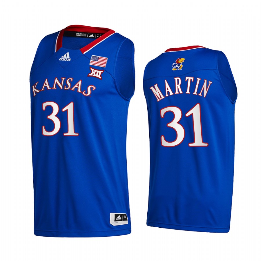 Cam Martin Kansas Jayhawks Blue Jersey 2021-22 College  Away