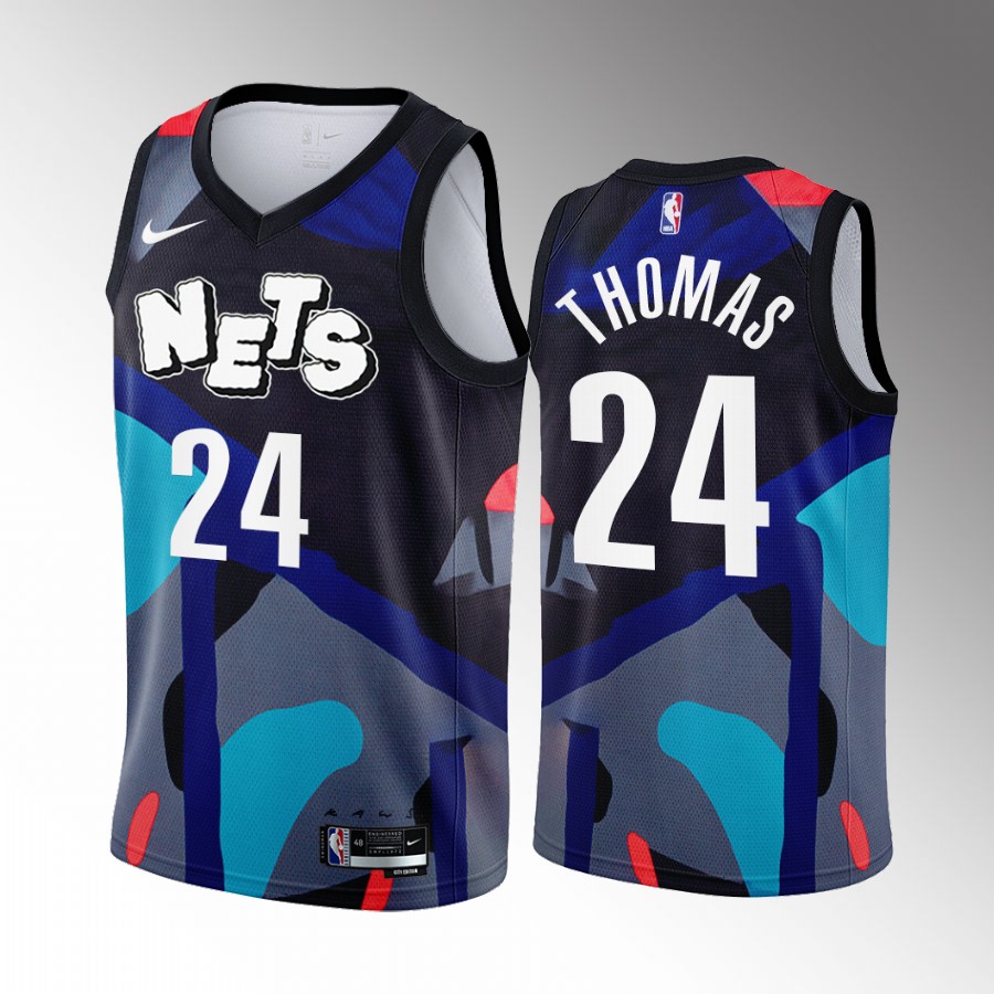 Cam Thomas 2023-24 Brooklyn Nets Black #24 City Edition Jersey KAWS