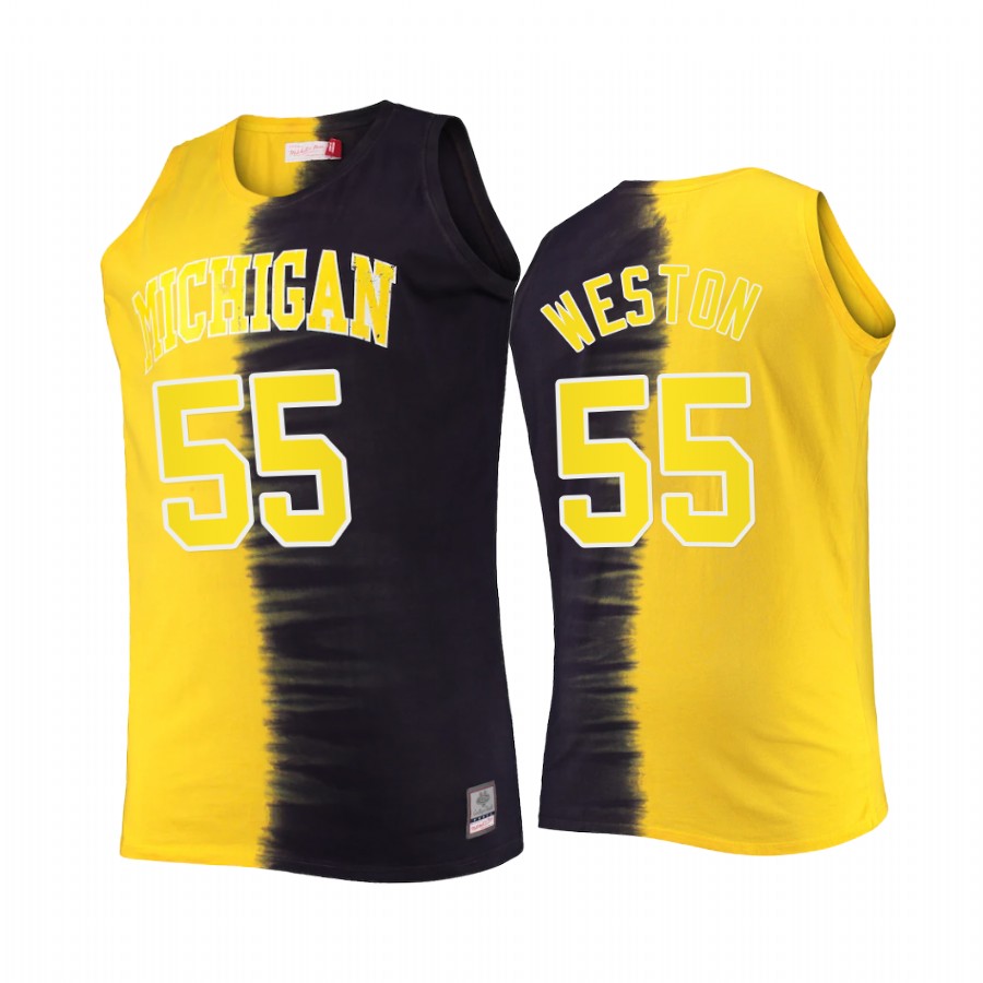 Cameron Weston Michigan Wolverines Navy Maize Jersey Classic Tie-Dye Color Crash