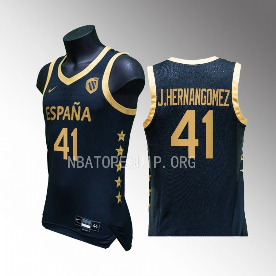 Camiseta Centenario Juan Hernangomez Spain Team Black #41 Jersey Negra SelMas 2023