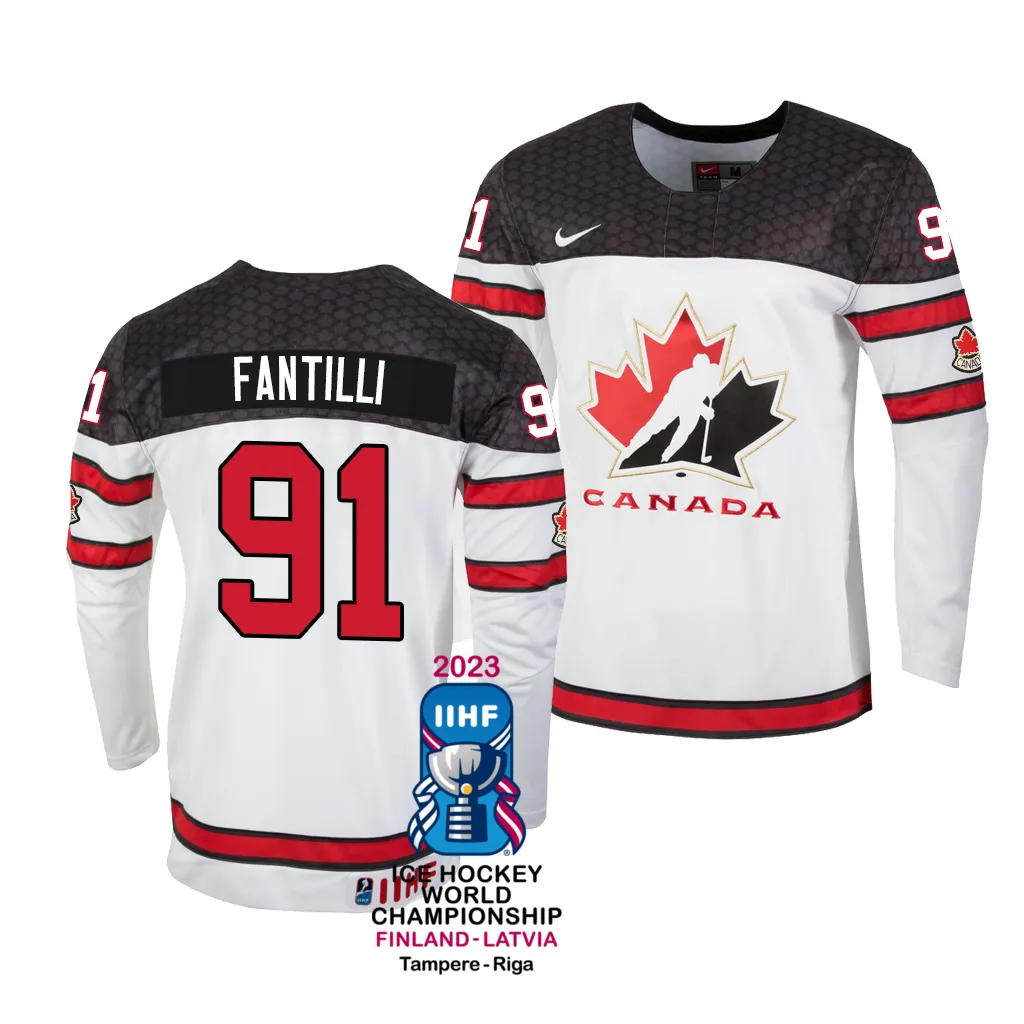 Canada Hockey Adam Fantilli #91 White Home Jersey 2023 IIHF World Championship