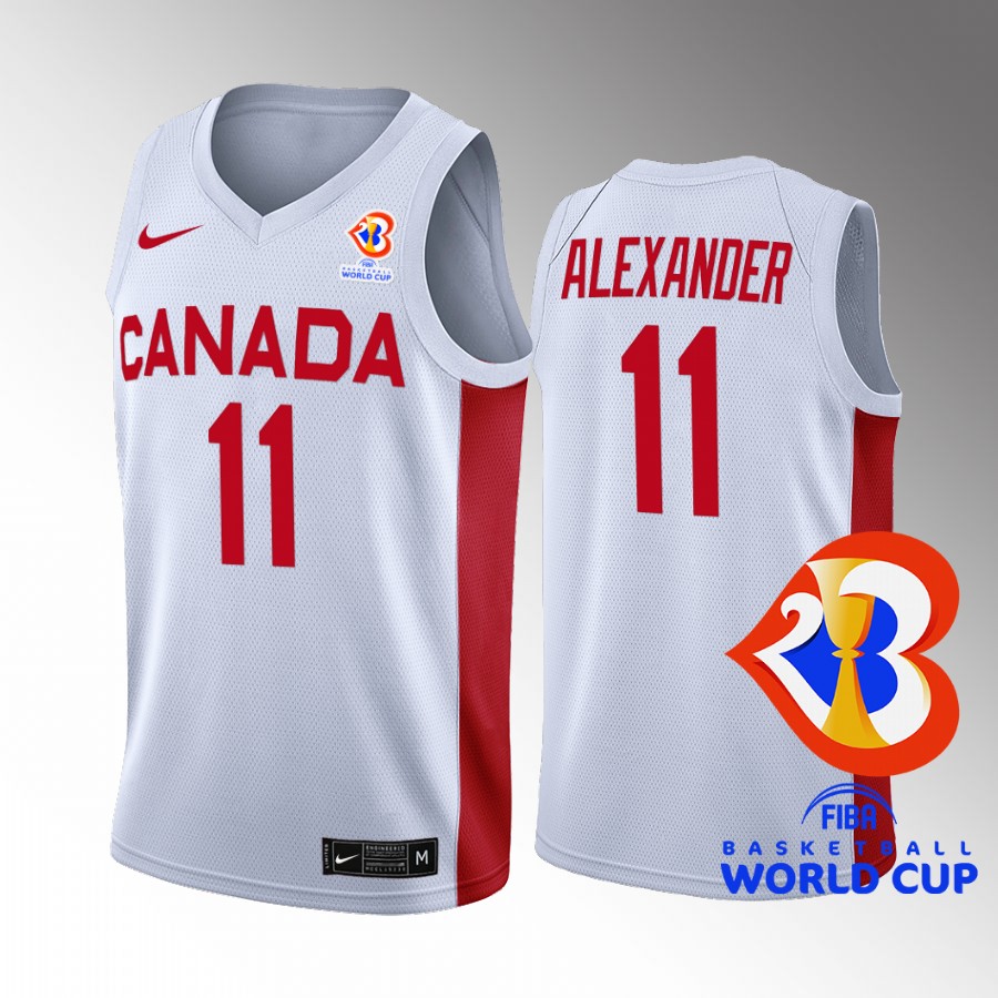 Canada Team #11 Kyle Alexander 2023 FIBA  World Cup Home Men Jersey White