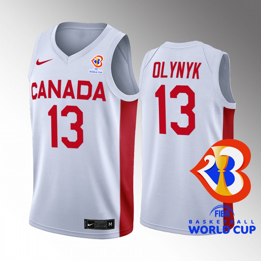 Canada Team #13 Kelly Olynyk 2023 FIBA  World Cup Home Men Jersey White