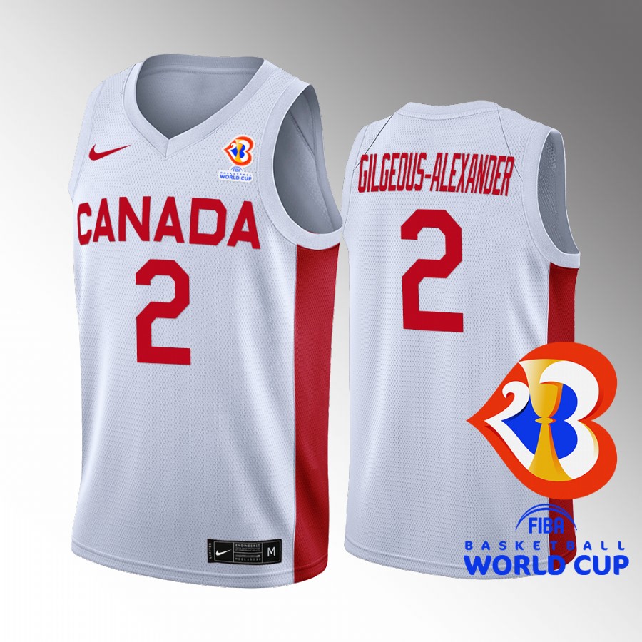 Canada Team #2 Shai Gilgeous-Alexander 2023 FIBA  World Cup Home Men Jersey White