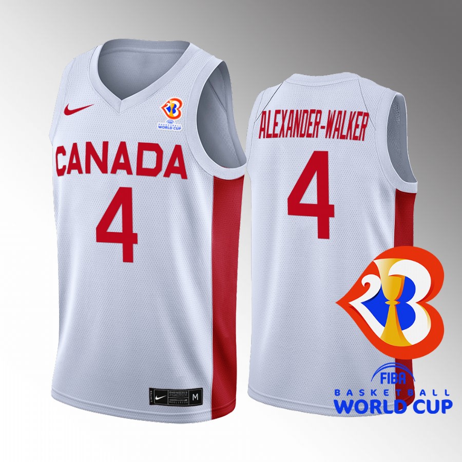 Canada Team #4 Nickeil Alexander-Walker 2023 FIBA  World Cup Home Men Jersey White