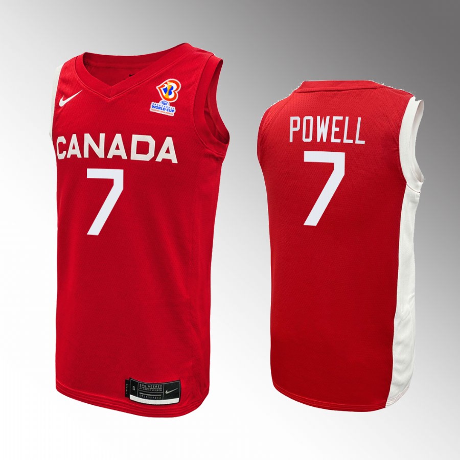 Canada Team Dwight Powell #7 2023 FIBA  World Cup Red Jersey