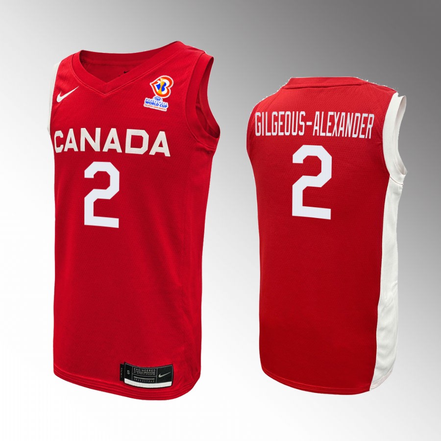 Canada Team Shai Gilgeous-Alexander #2 2023 FIBA  World Cup Red Jersey