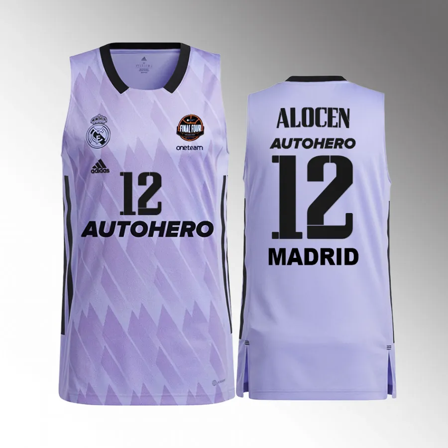 Carlos Alocen 11th Euroleague Champions Real Madrid  #12 Purple Jersey Away Shirt