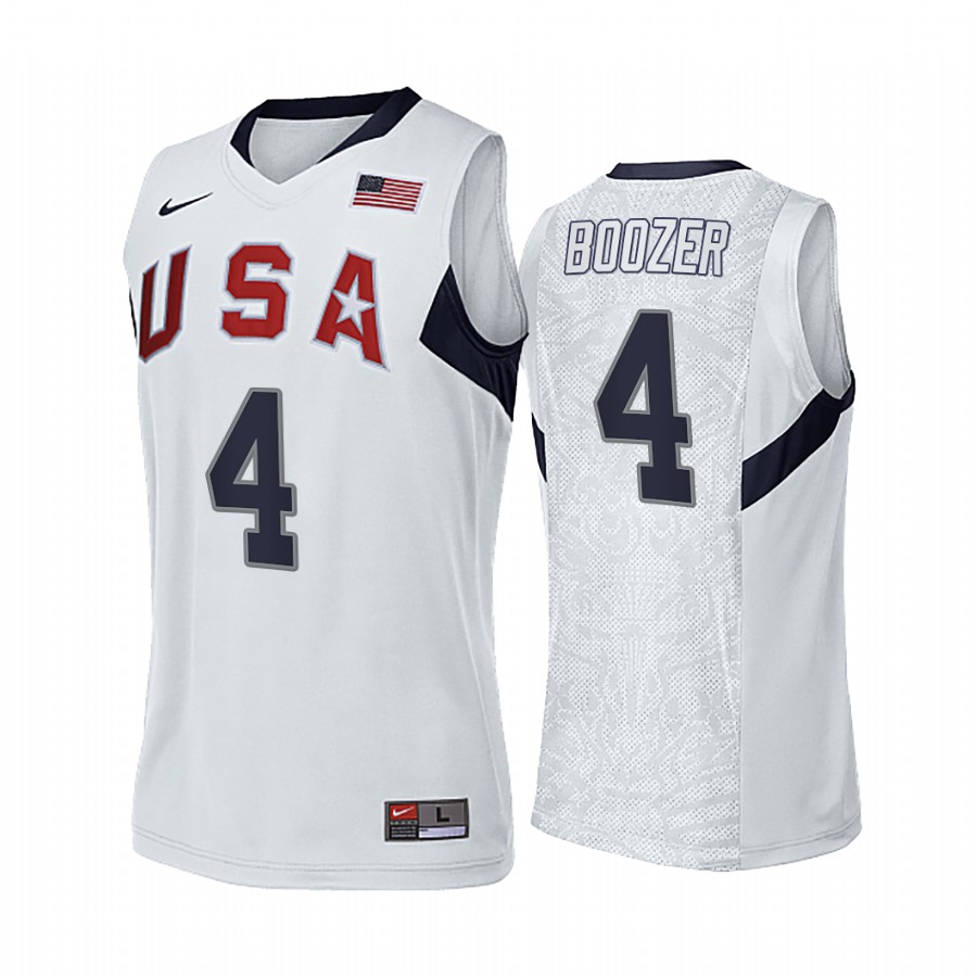 Carlos Boozer USA  #4 White 2008 Summer Olympics Gold Winner Jersey