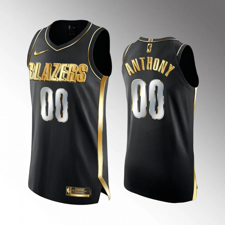 Carmelo Anthony Retirement Portland Trail Blazers #00 Black Jersey 2019-2021 Golden Commemorative