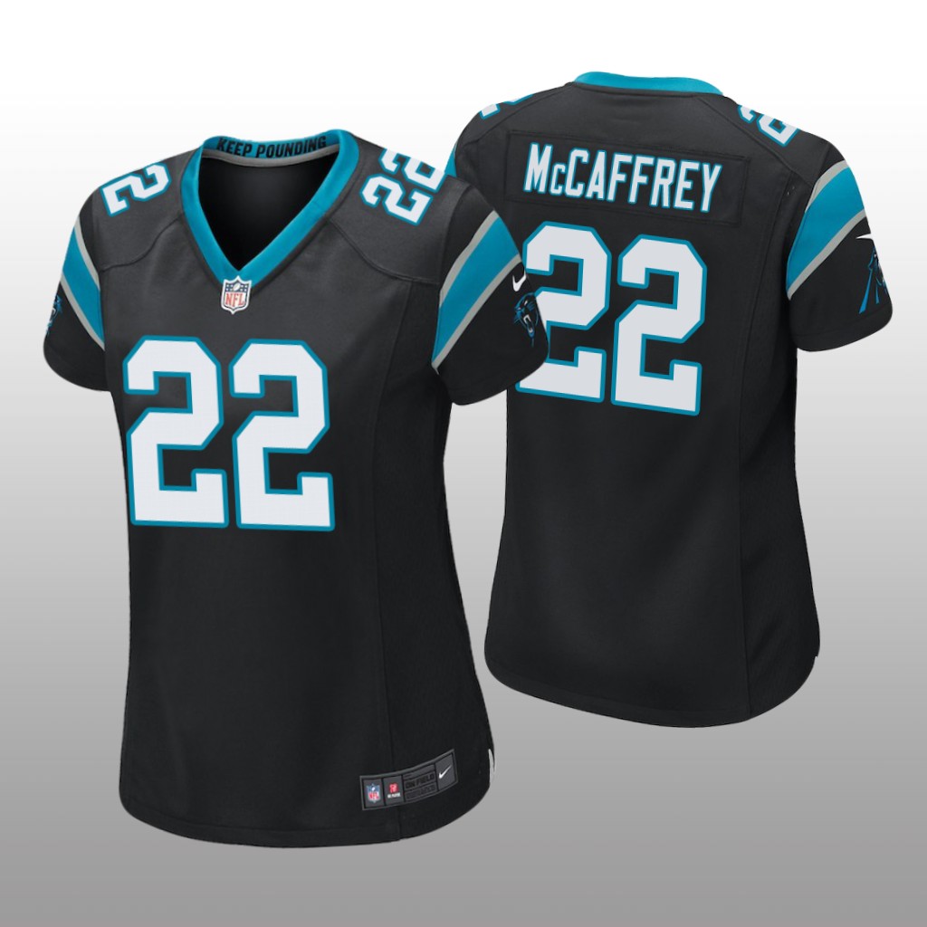 Carolina Panthers #22 Black Christian McCaffrey Game Jersey - Women