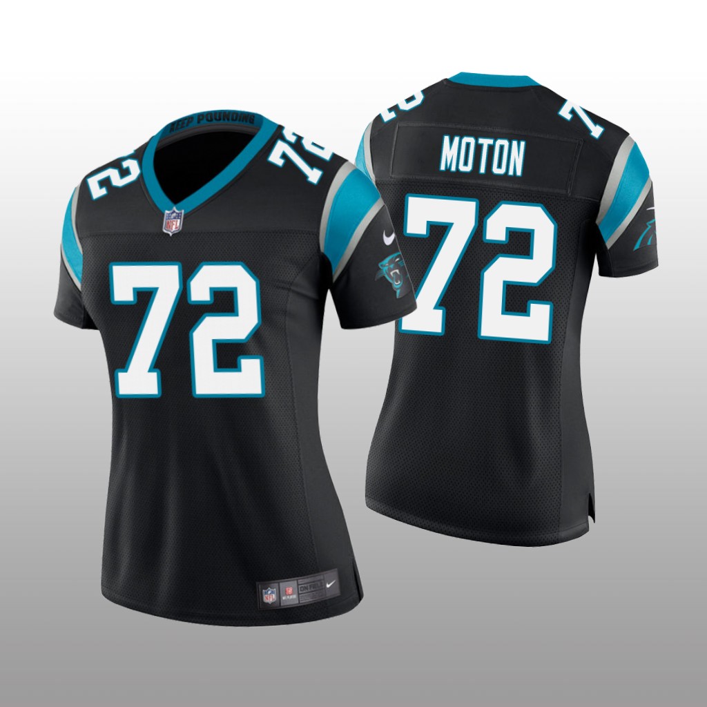 Carolina Panthers #72 Black Taylor Moton Game Jersey - Women