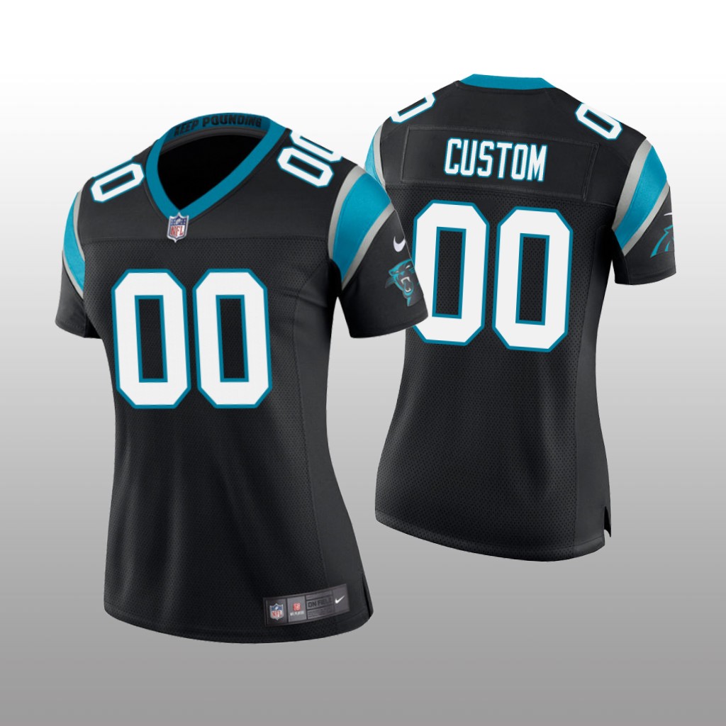 Carolina Panthers # Black Custom Game Jersey - Women