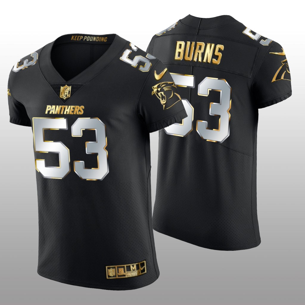 Carolina Panthers Brian Burns Black Elite Jersey Golden Edition Men's