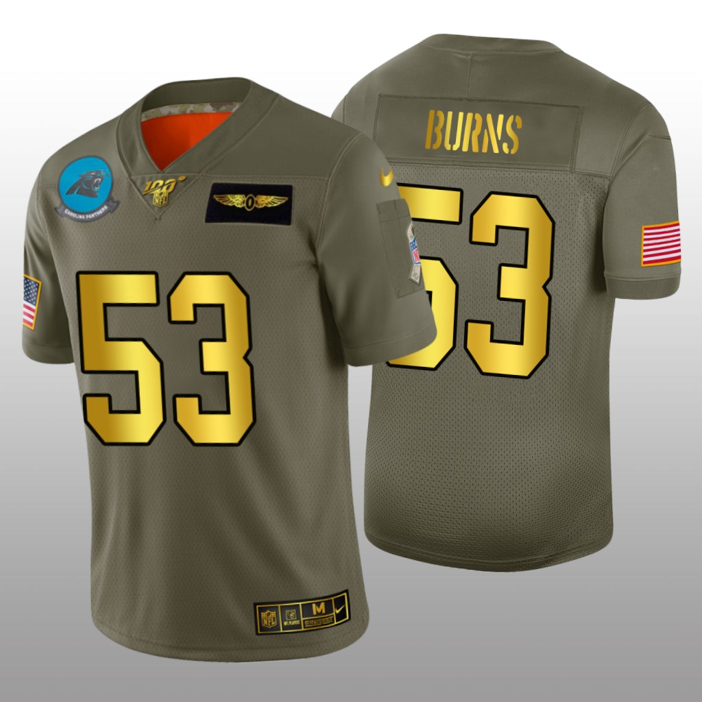 Carolina Panthers Brian Burns Olive Golden NFL 100 Jersey 2019 Salute to Service - Men's