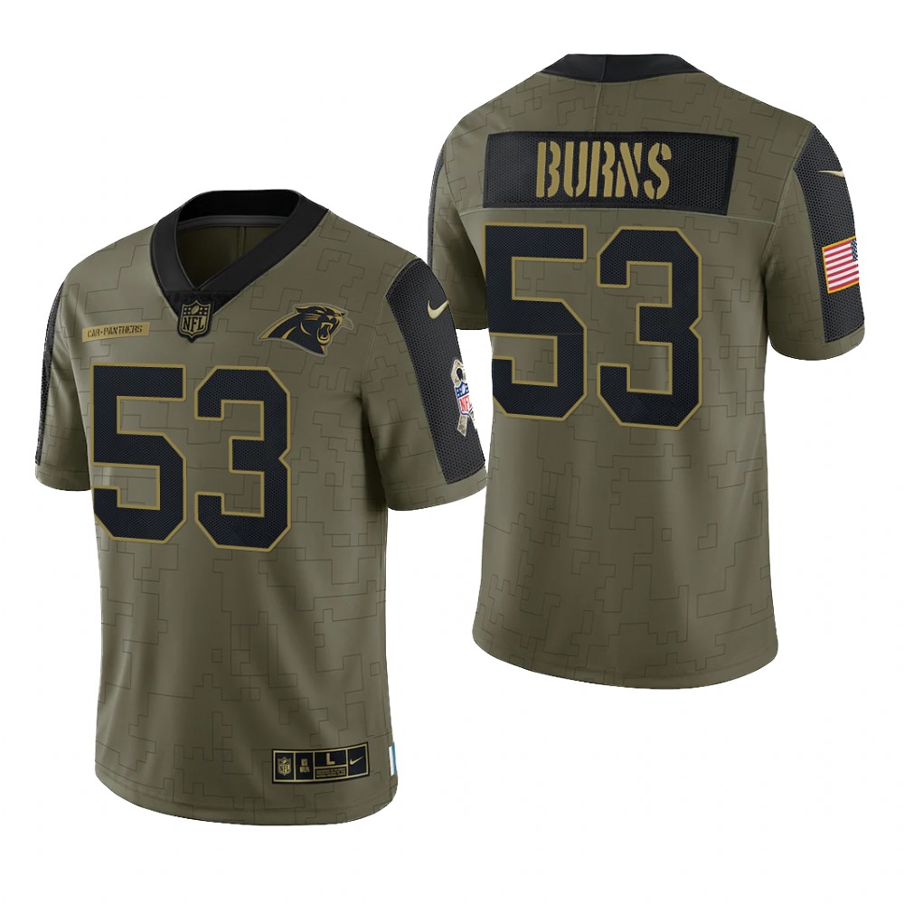 Carolina Panthers Brian Burns Olive Limited Jersey 2021 Salute To Service - Men's
