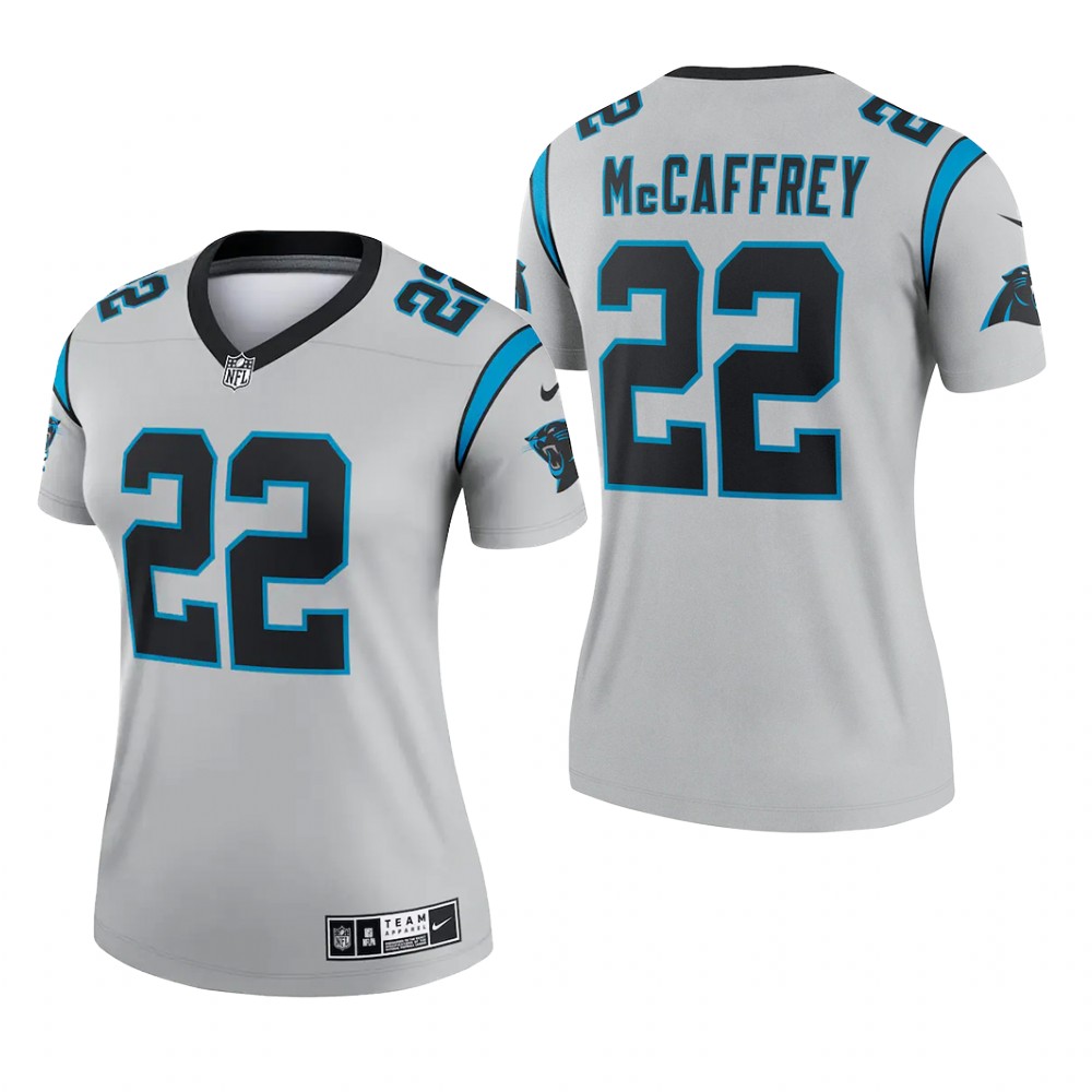 Carolina Panthers Christian McCaffrey Silver Jersey Inverted Legend - Women's