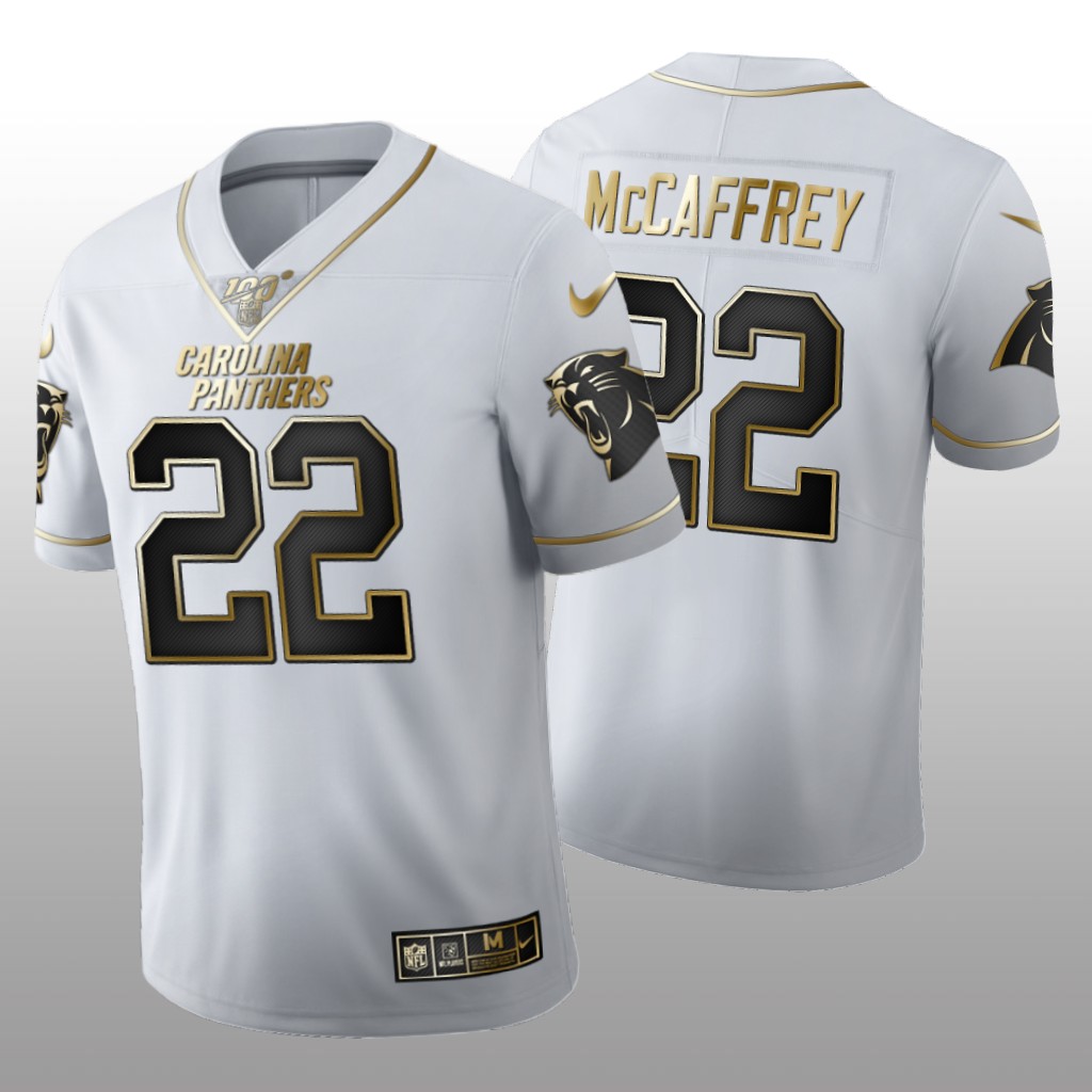 Carolina Panthers Christian McCaffrey White Golden Edition Jersey 100th Season Men's