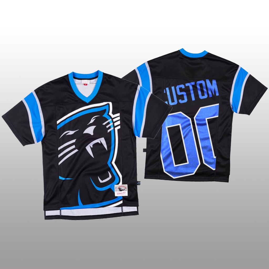 Carolina Panthers Custom Mitchell & Ness Black Jersey Big Face - Men's