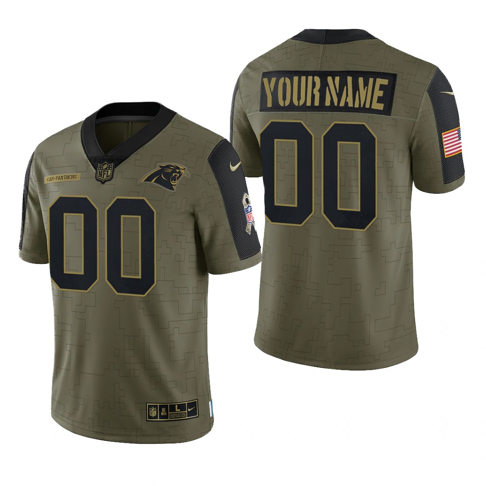 Carolina Panthers Custom Olive Limited Jersey 2021 Salute To Service - Men's
